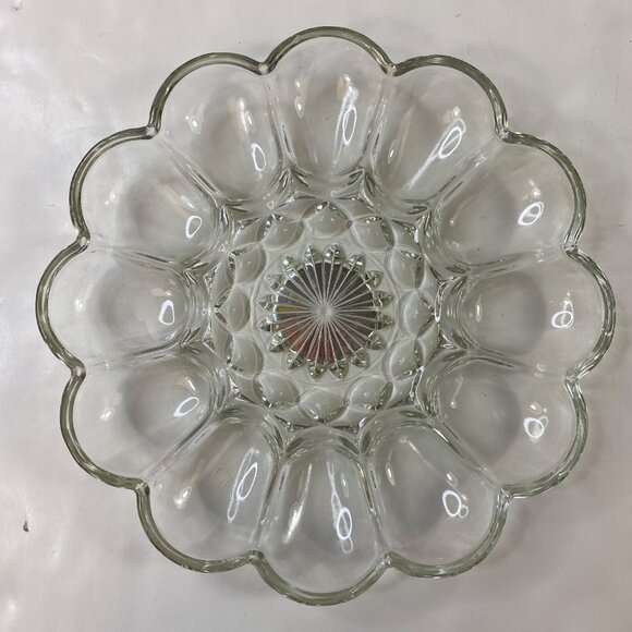 Anchor Hocking Fairfield Glass 10" Egg Oyster Plate Vintage - Picture 4 of 11